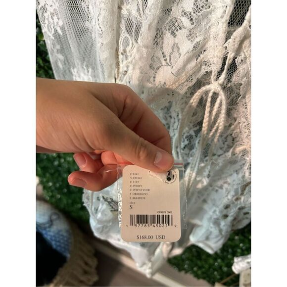 NWT $168 FREE PEOPLE Ready To Party Bodysuit White Embellished Lace Mesh Sheer S - Picture 8 of 9
